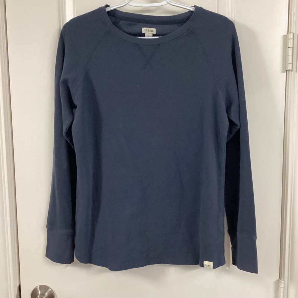 L.L. Bean Navy Waffle Knit Crewneck